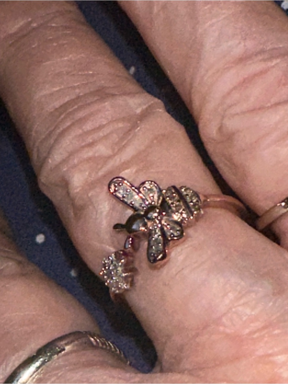 Diamond Accented Bee Ring size 7